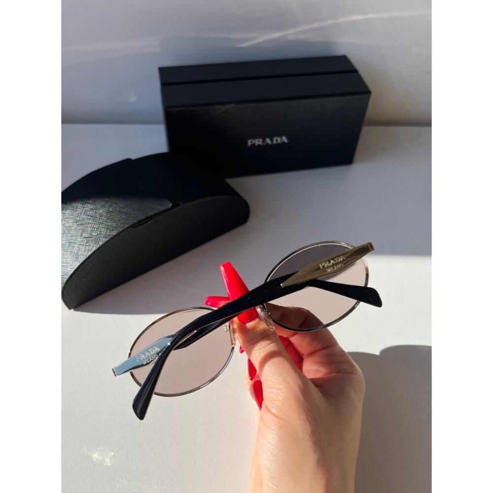 NEW Prada PR65ZS Oval Sunglasses in Gold Purple - Picture 4 of 8